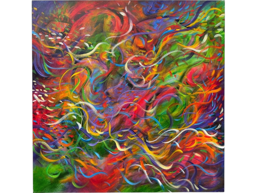 Gerrit Greve (1948-2024, Cardiff by the Sea, CA) Original Acrylic Painting On Canvas Titled 'Wonderment 30' Signed Verso Dated 2017 36' X 36' Estimate $1,100 -$2,200