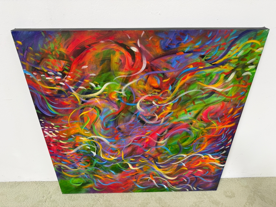 Gerrit Greve (1948-2024, Cardiff by the Sea, CA) Original Acrylic Painting On Canvas Titled 'Wonderment 30' Signed Verso Dated 2017 36' X 36' Estimate $1,100 -$2,200 [Photo 2]