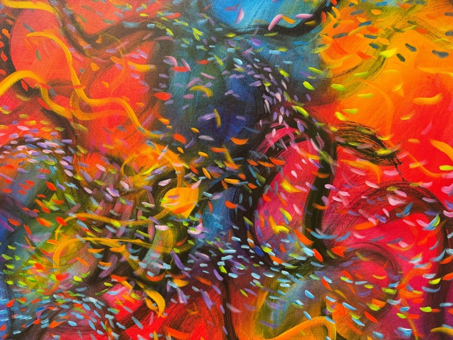 Gerrit Greve (1948-2024, Cardiff by the Sea, CA) Original Acrylic Painting On Canvas Titled 'Wonderment 14' Signed Verso Dated 2016 36' X 36' Estimate $1,100 -$2,200 [Photo 4]