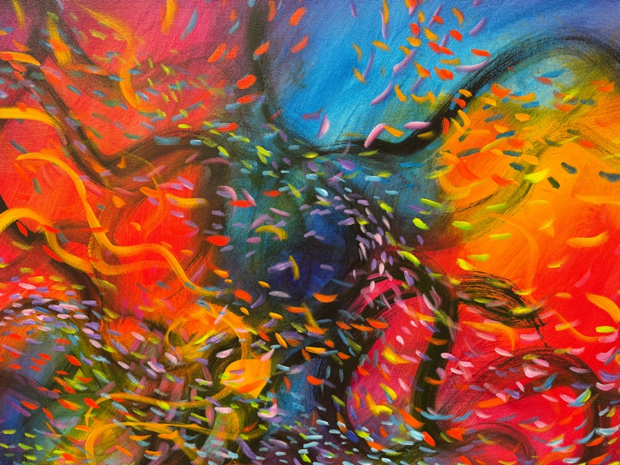 Gerrit Greve (1948-2024, Cardiff by the Sea, CA) Original Acrylic Painting On Canvas Titled 'Wonderment 14' Signed Verso Dated 2016 36' X 36' Estimate $1,100 -$2,200 [Photo 5]