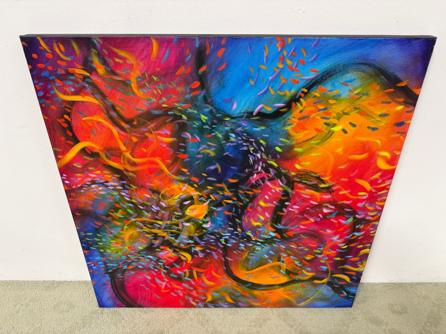 Gerrit Greve (1948-2024, Cardiff by the Sea, CA) Original Acrylic Painting On Canvas Titled 'Wonderment 14' Signed Verso Dated 2016 36' X 36' Estimate $1,100 -$2,200 [Photo 7]