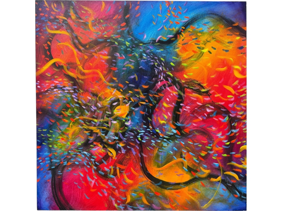 Gerrit Greve (1948-2024, Cardiff by the Sea, CA) Original Acrylic Painting On Canvas Titled 'Wonderment 14' Signed Verso Dated 2016 36' X 36' Estimate $1,100 -$2,200