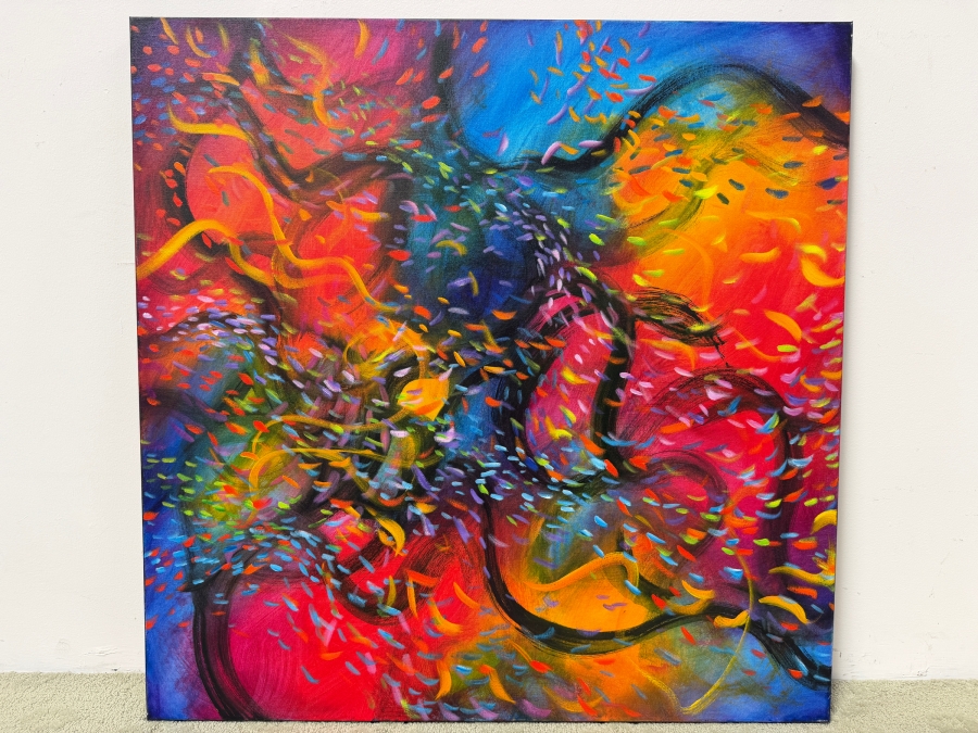 Gerrit Greve (1948-2024, Cardiff by the Sea, CA) Original Acrylic Painting On Canvas Titled 'Wonderment 14' Signed Verso Dated 2016 36' X 36' Estimate $1,100 -$2,200 [Photo 2]