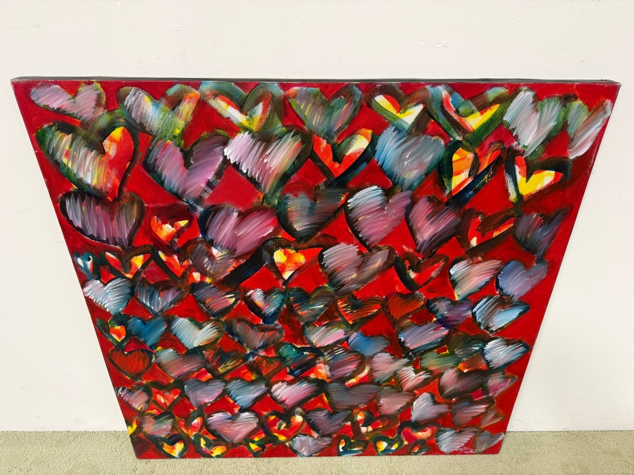 Gerrit Greve (1948-2024, Cardiff by the Sea, CA) Original Acrylic Painting On Canvas Titled 'Heart Gathering' Signed Lower Right 36' X 36' Estimate $1,100 - $2,200 [Photo 6]