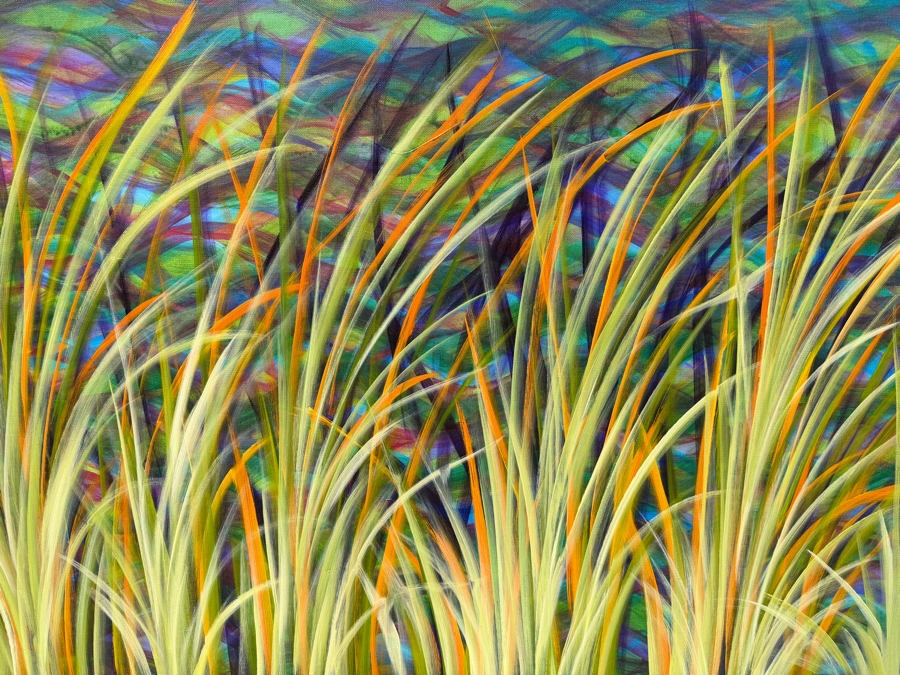 Gerrit Greve (1948-2024, Cardiff by the Sea, CA) Original Acrylic Painting On Canvas Titled “Reeds at Water's Edge 4” Signed Bottom Left 40” X 30” Estimate $1,000 - $2,000 [Photo 3]