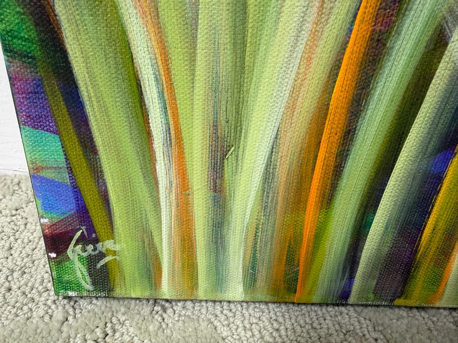 Gerrit Greve (1948-2024, Cardiff by the Sea, CA) Original Acrylic Painting On Canvas Titled “Reeds at Water's Edge 4” Signed Bottom Left 40” X 30” Estimate $1,000 - $2,000 [Photo 5]