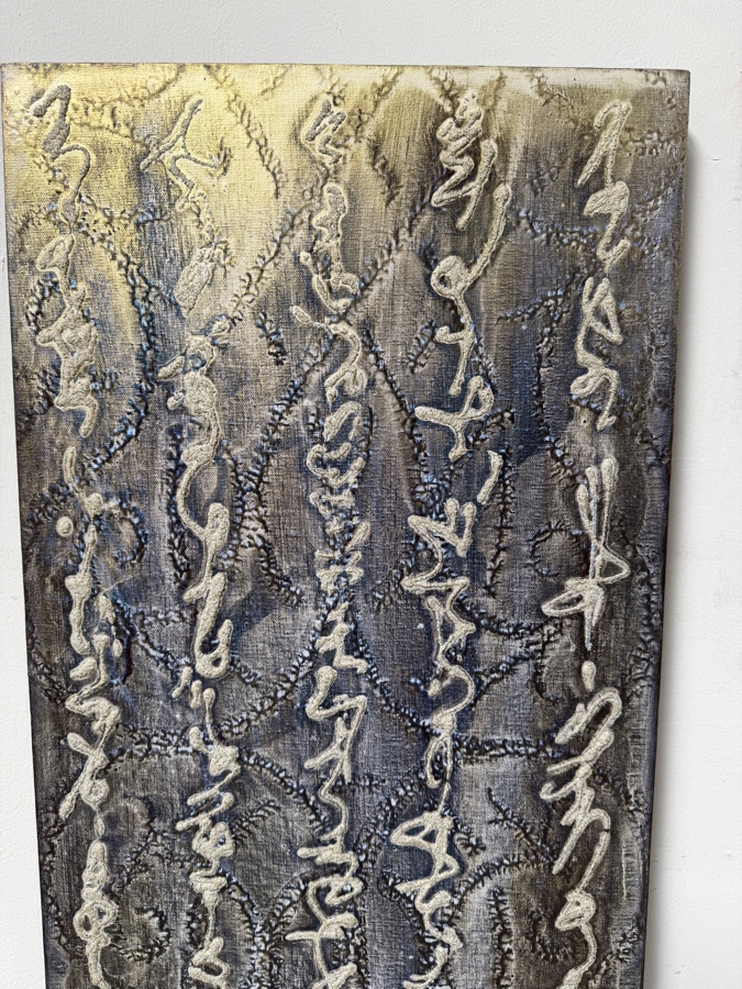 Gerrit Greve (1948-2024, Cardiff by the Sea, CA) Original Acrylic Painting On Canvas Titled “Page 84 (The Tao)” Signed Verso Dated 2006 15” X 60” Estimate $1,000 - $2,000 [Photo 3]