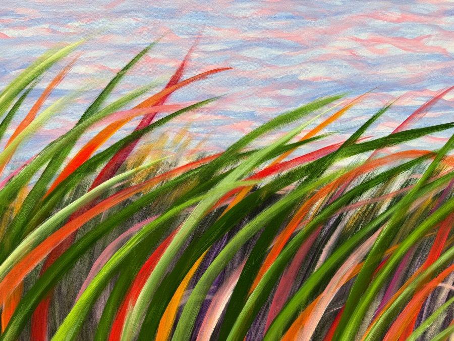 Gerrit Greve (1948-2024, Cardiff by the Sea, CA) Original Acrylic Reeds Painting On Canvas Untitled Signed Verso Dated 2022 36” x 36” Estimate $1,100 - $2,200 [Photo 3]