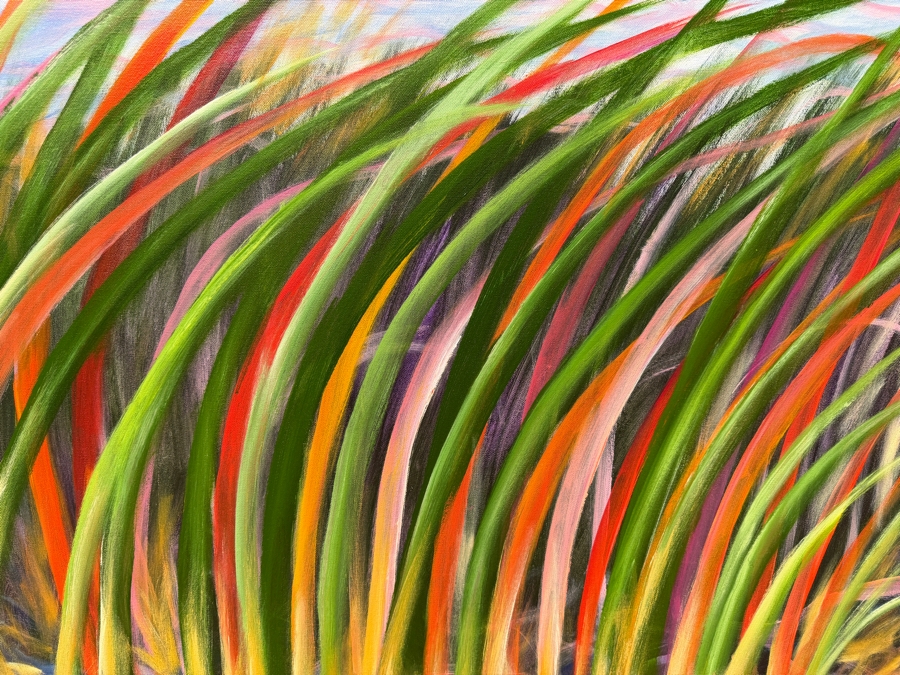 Gerrit Greve (1948-2024, Cardiff by the Sea, CA) Original Acrylic Reeds Painting On Canvas Untitled Signed Verso Dated 2022 36” x 36” Estimate $1,100 - $2,200 [Photo 4]