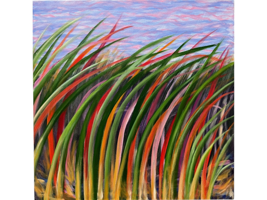 Gerrit Greve (1948-2024, Cardiff by the Sea, CA) Original Acrylic Reeds Painting On Canvas Untitled Signed Verso Dated 2022 36” x 36” Estimate $1,100 - $2,200