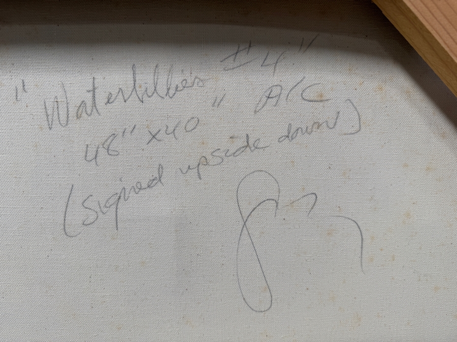Gerrit Greve (1948-2024, Cardiff by the Sea, CA) Original Acrylic Painting On Canvas Titled 'Waterlilies #4' Signed Verso 48' X 40' Estimate $1,620 - $3,200 [Photo 8]