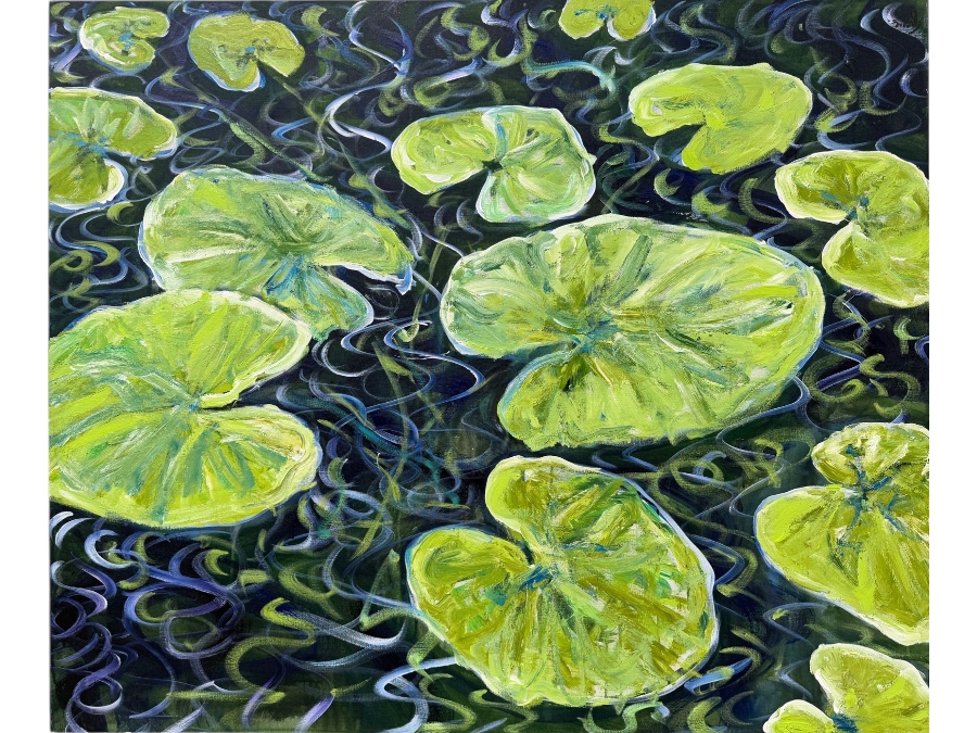 Gerrit Greve (1948-2024, Cardiff by the Sea, CA) Original Acrylic Painting On Canvas Titled 'Waterlilies #4' Signed Verso 48' X 40' Estimate $1,620 - $3,200