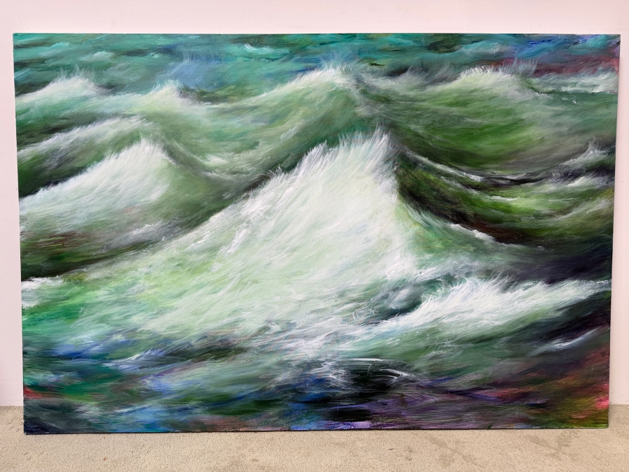 Gerrit Greve (1948-2024, Cardiff by the Sea, CA) Original Acrylic Painting On Canvas Untitled Waves Signed Verso Dated 2013 72” X 48” Estimate $2,800 - $5,700 [Photo 2]