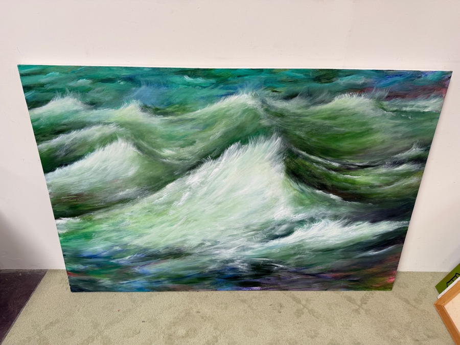 Gerrit Greve (1948-2024, Cardiff by the Sea, CA) Original Acrylic Painting On Canvas Untitled Waves Signed Verso Dated 2013 72” X 48” Estimate $2,800 - $5,700 [Photo 5]