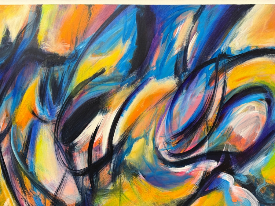 Gerrit Greve (1948-2024, Cardiff by the Sea, CA) Original Acrylic Abstract Painting On Canvas Untitled Signed Verso Dated 2014 72' X 48' Estimate $2,800 - $5,700 [Photo 4]