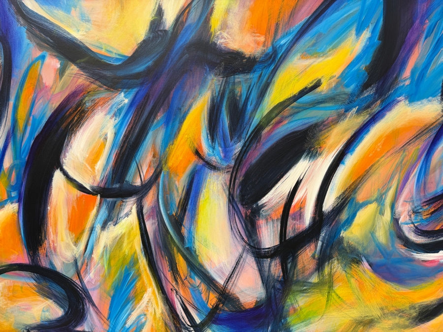 Gerrit Greve (1948-2024, Cardiff by the Sea, CA) Original Acrylic Abstract Painting On Canvas Untitled Signed Verso Dated 2014 72' X 48' Estimate $2,800 - $5,700 [Photo 3]