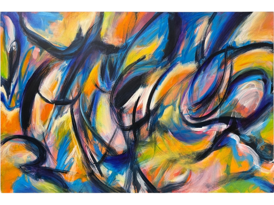 Gerrit Greve (1948-2024, Cardiff by the Sea, CA) Original Acrylic Abstract Painting On Canvas Untitled Signed Verso Dated 2014 72' X 48' Estimate $2,800 - $5,700