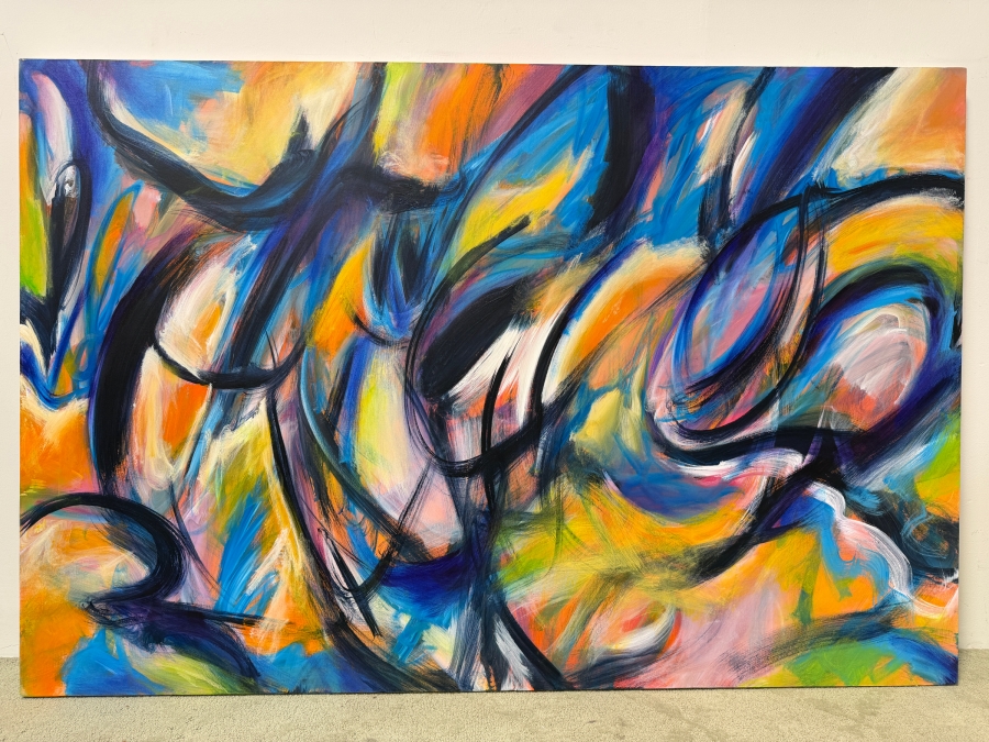Gerrit Greve (1948-2024, Cardiff by the Sea, CA) Original Acrylic Abstract Painting On Canvas Untitled Signed Verso Dated 2014 72' X 48' Estimate $2,800 - $5,700 [Photo 2]
