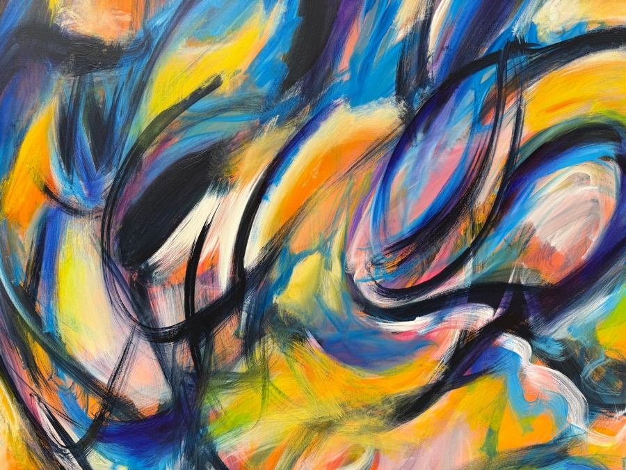 Gerrit Greve (1948-2024, Cardiff by the Sea, CA) Original Acrylic Abstract Painting On Canvas Untitled Signed Verso Dated 2014 72' X 48' Estimate $2,800 - $5,700 [Photo 5]