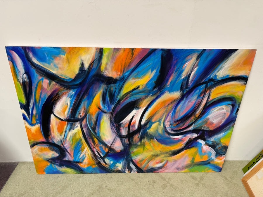 Gerrit Greve (1948-2024, Cardiff by the Sea, CA) Original Acrylic Abstract Painting On Canvas Untitled Signed Verso Dated 2014 72' X 48' Estimate $2,800 - $5,700 [Photo 6]