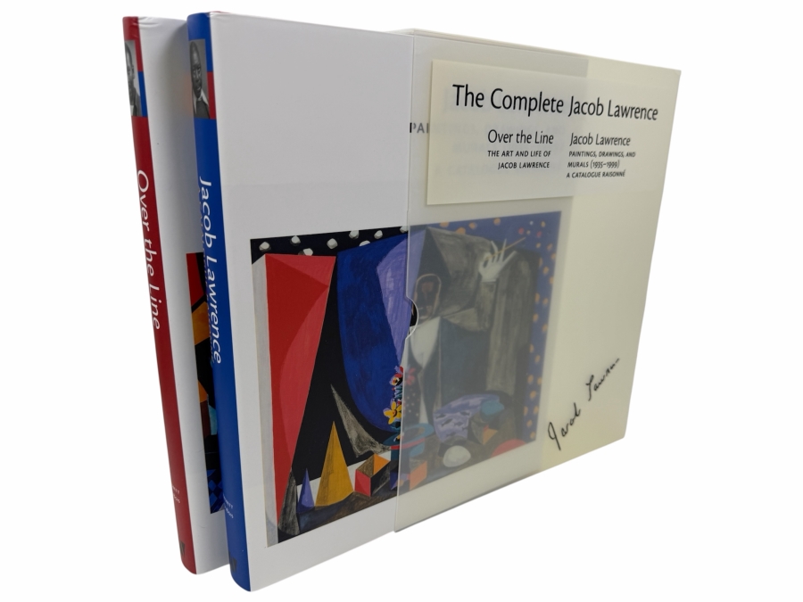 Pair Of Hardcover Art Books With Slipcover The Complete Jacob Lawrence: Over The Line - The Art And Life Of Jacob Lawrence And Jacob Lawrence - Paintings, Drawings, And Murals (1935-1999) 2000