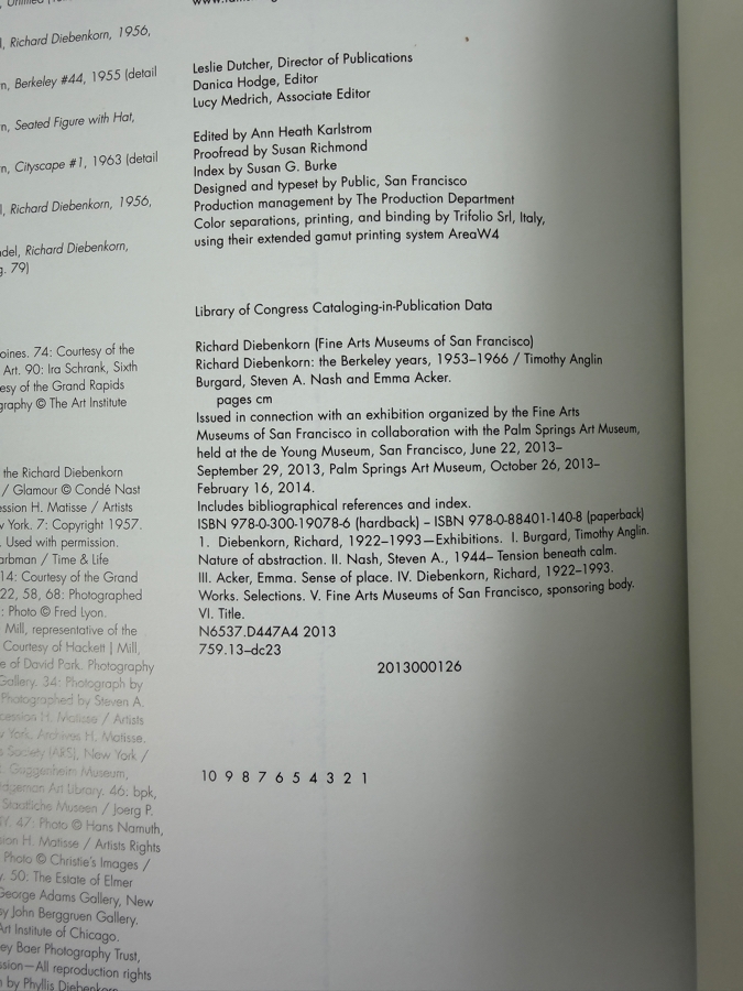 First Edition Softcover Art Book Richard Diebenkorn: The Berkeley Years 1953-1966 2013 [Photo 6]