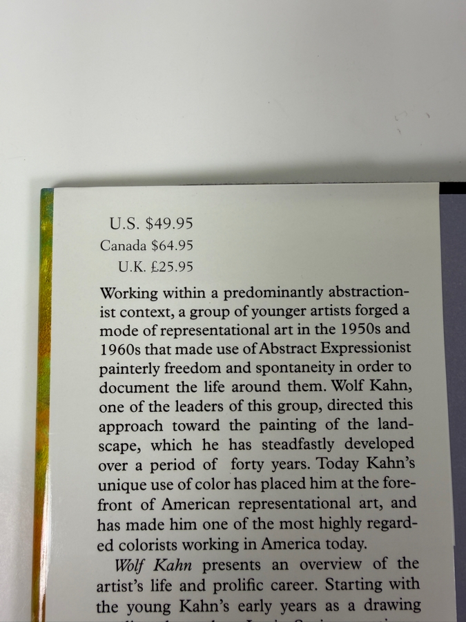 Hardcover Art Book Wolf Kahn By Justin Spring 1996 [Photo 2]