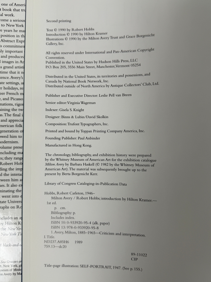 Hardcover Art Book Milton Avery By Robert Hobbs Second Printing 1990 [Photo 4]