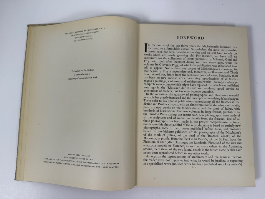 Hardcover Art Book Michelangelo: Paintings, Sculpture, Architecture (Complete Edition) By Ludwig Goldscheider 1954 Phaeton Press Ltd, London  [Photo 4]