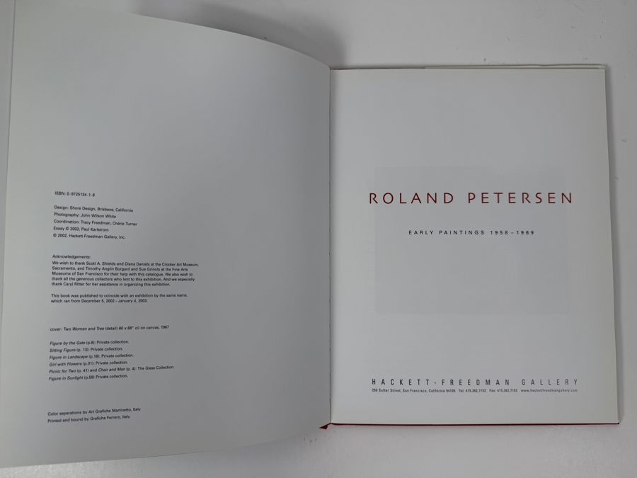Softcover Exhibition Catalog Roland Petersen: Early Paintings 1958-1969, Hackett-Freedman Gallery 2002. 
 [Photo 2]