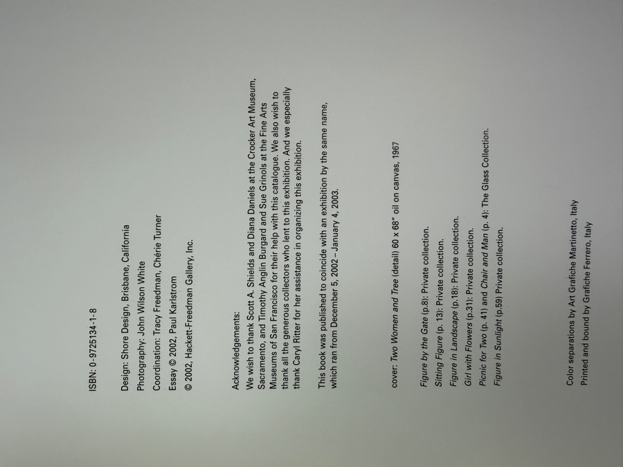 Softcover Exhibition Catalog Roland Petersen: Early Paintings 1958-1969, Hackett-Freedman Gallery 2002. 
 [Photo 3]