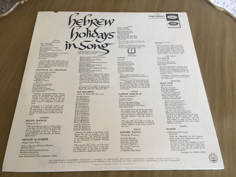 Hebrew Holidays In Song - Capitol Records - T 2167 - SEALED [Photo 3]
