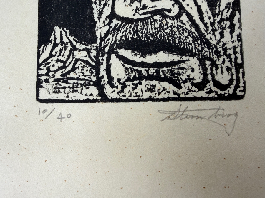 Harry Sternberg (1904-2001, American) Rare Signed Limited Edition Woodcut On Paper Signed By Harry Sternberg And Numbered 10 Of 40 - Paper Measures 10'W X 12.5'H [Photo 3]
