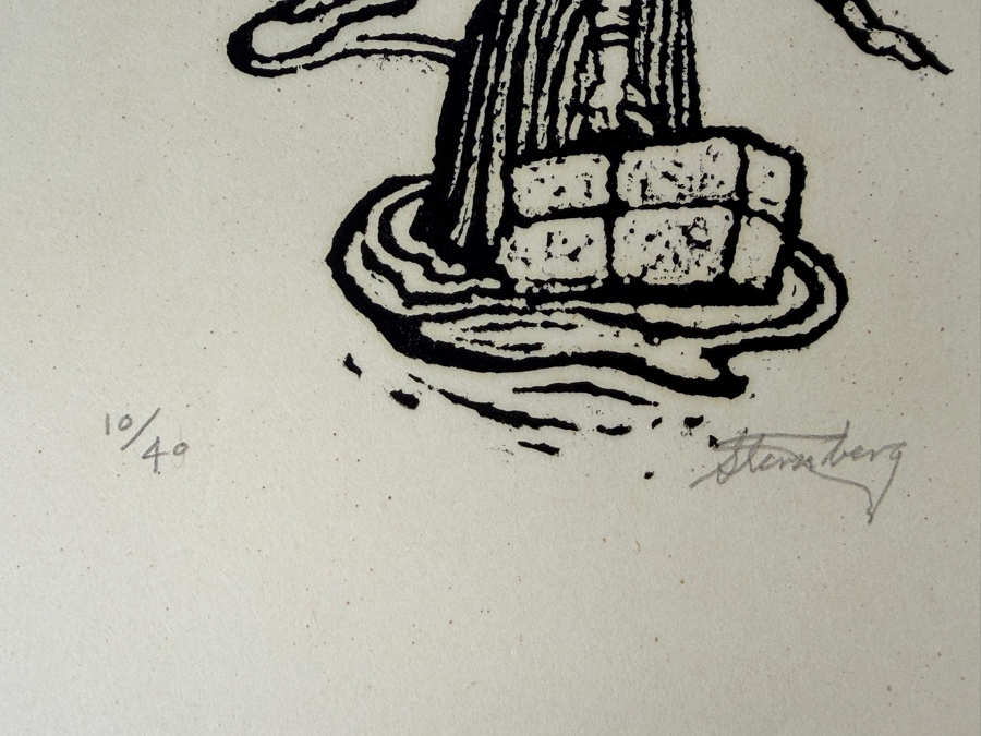 Harry Sternberg (1904-2001, American) Rare Signed Limited Edition Woodcut On Paper Signed By Harry Sternberg And Numbered 10 Of 40 - Paper Measures 10'W X 12.5'H [Photo 2]