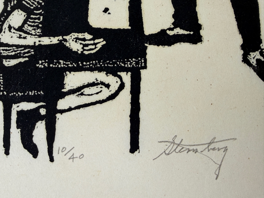 Harry Sternberg (1904-2001, American) Rare Signed Limited Edition Woodcut On Paper Signed By Harry Sternberg And Numbered 10 Of 40 - Paper Measures 10'W X 12.5'H [Photo 2]