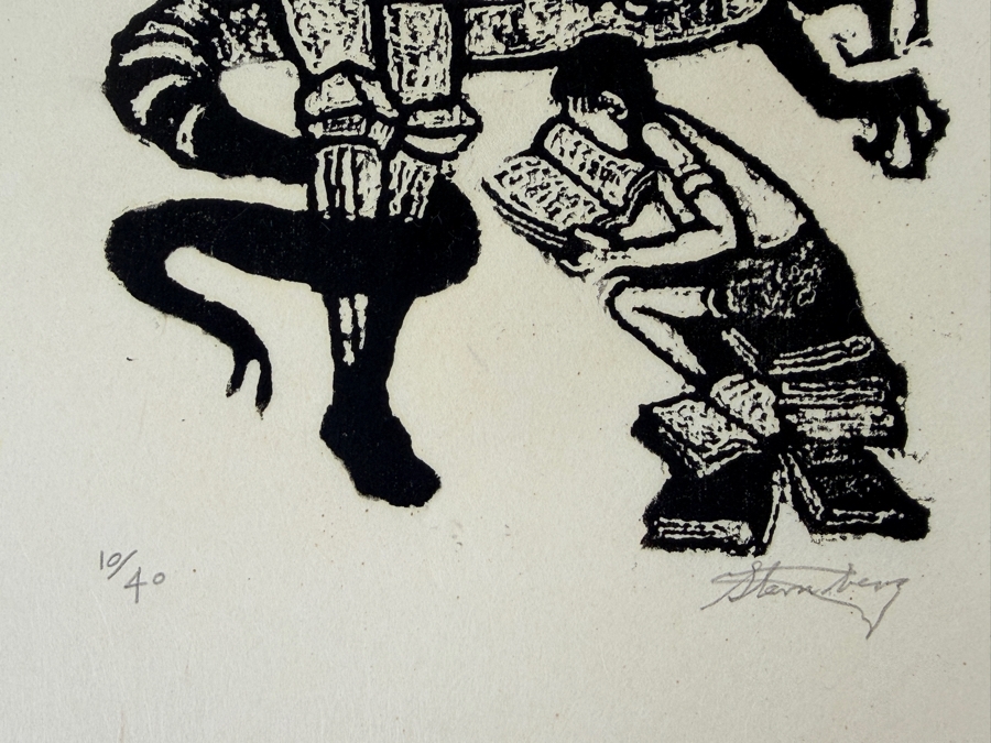 Harry Sternberg (1904-2001, American) Rare Signed Limited Edition Woodcut On Paper Signed By Harry Sternberg And Numbered 10 Of 40 - Paper Measures 10'W X 12.5'H [Photo 2]