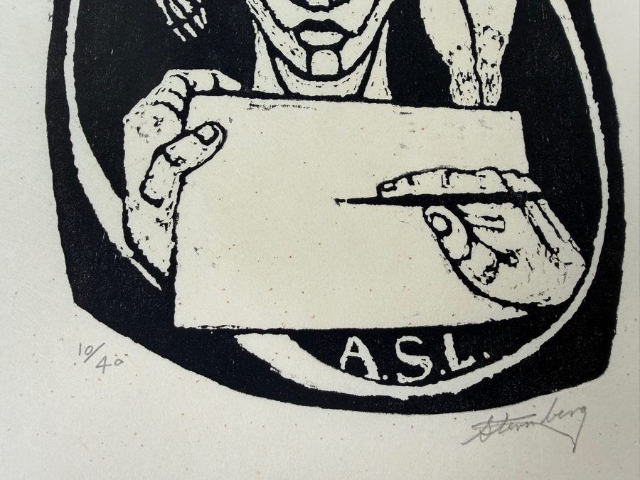 Harry Sternberg (1904-2001, American) Rare Signed Limited Edition Woodcut On Paper Signed By Harry Sternberg And Numbered 10 Of 40 - Paper Measures 10'W X 12.5'H [Photo 2]