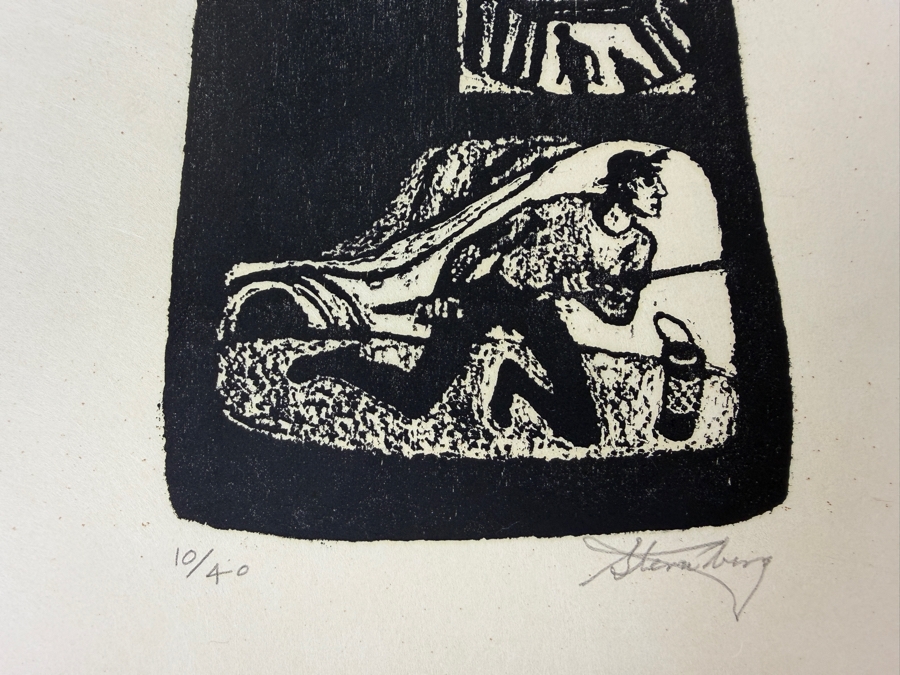 Harry Sternberg (1904-2001, American) Rare Signed Limited Edition Woodcut On Paper Signed By Harry Sternberg And Numbered 10 Of 40 - Paper Measures 10'W X 12.5'H [Photo 2]