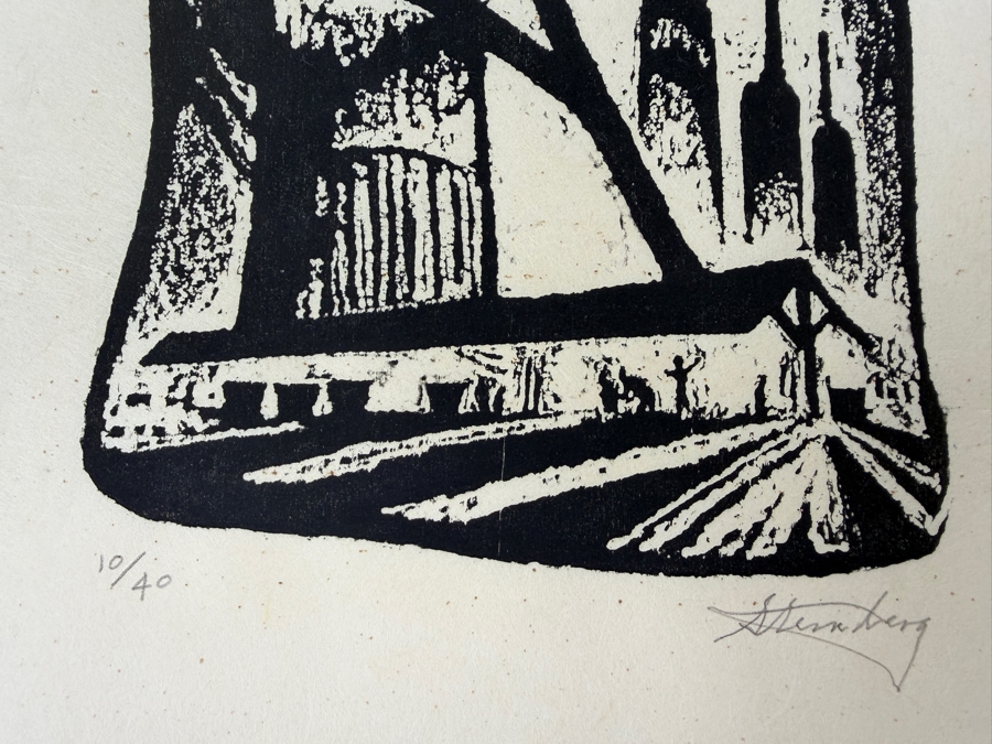 Harry Sternberg (1904-2001, American) Rare Signed Limited Edition Woodcut On Paper Signed By Harry Sternberg And Numbered 10 Of 40 - Paper Measures 10'W X 12.5'H [Photo 2]