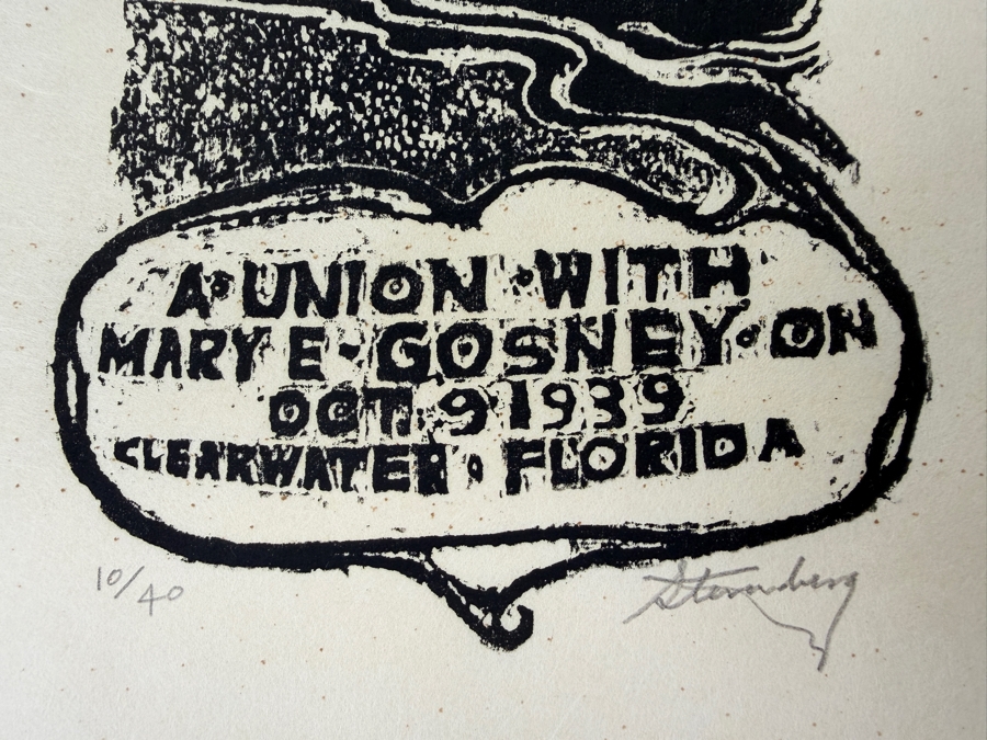 Harry Sternberg (1904-2001, American) Rare Signed Limited Edition Woodcut On Paper Signed By Harry Sternberg And Numbered 10 Of 40 - Paper Measures 10'W X 12.5'H [Photo 2]