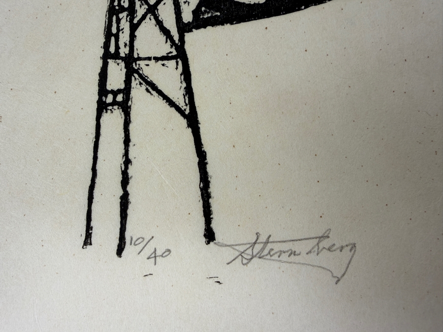 Harry Sternberg (1904-2001, American) Rare Signed Limited Edition Woodcut On Paper Signed By Harry Sternberg And Numbered 10 Of 40 - Paper Measures 10'W X 12.5'H [Photo 2]
