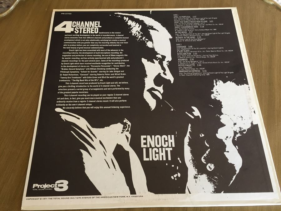Enoch Light ‎- 4 Channel Stereo - Project 3 ‎- PR-D700 - Quadraphonic [Photo 2]