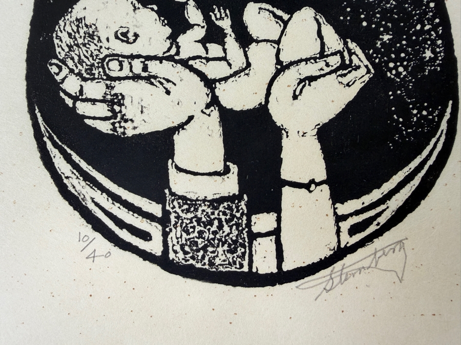 Harry Sternberg (1904-2001, American) Rare Signed Limited Edition Woodcut On Paper Signed By Harry Sternberg And Numbered 10 Of 40 - Paper Measures 10'W X 12.5'H [Photo 2]