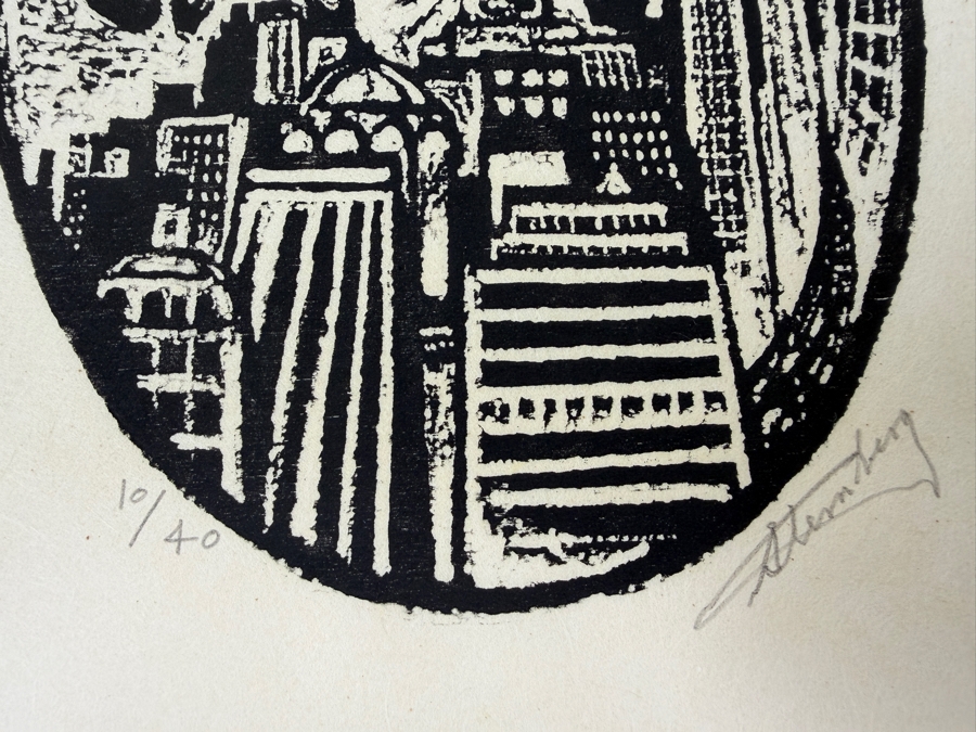 Harry Sternberg (1904-2001, American) Rare Signed Limited Edition Woodcut On Paper Signed By Harry Sternberg And Numbered 10 Of 40 - Paper Measures 10'W X 12.5'H [Photo 2]