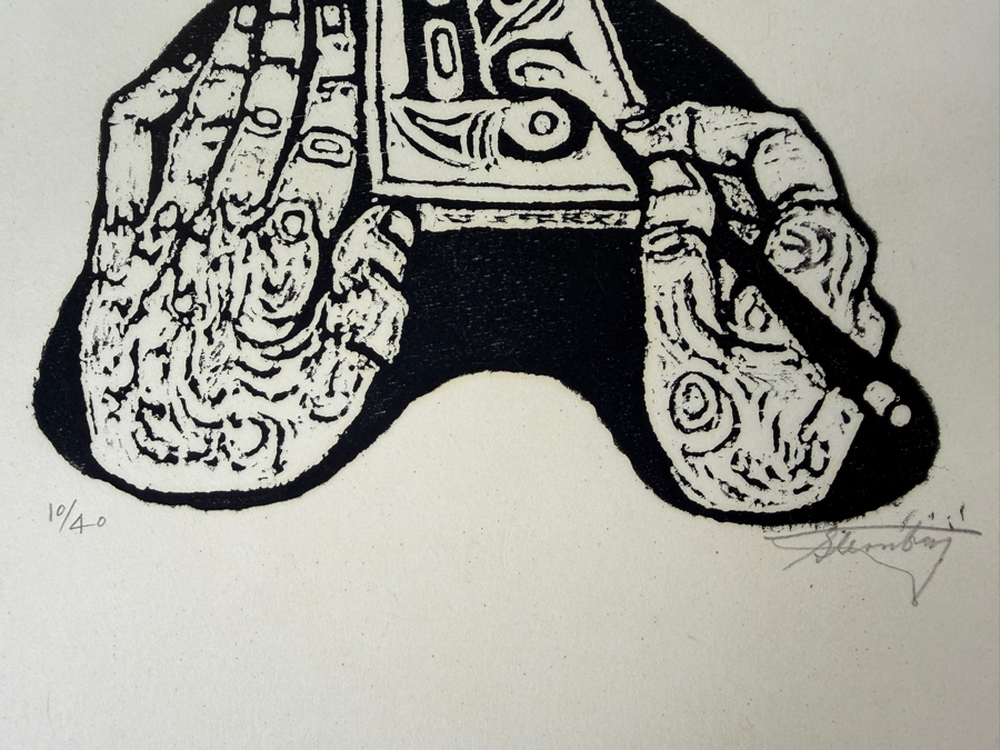 Harry Sternberg (1904-2001, American) Rare Signed Limited Edition Woodcut On Paper Signed By Harry Sternberg And Numbered 10 Of 40 - Paper Measures 10'W X 12.5'H [Photo 2]