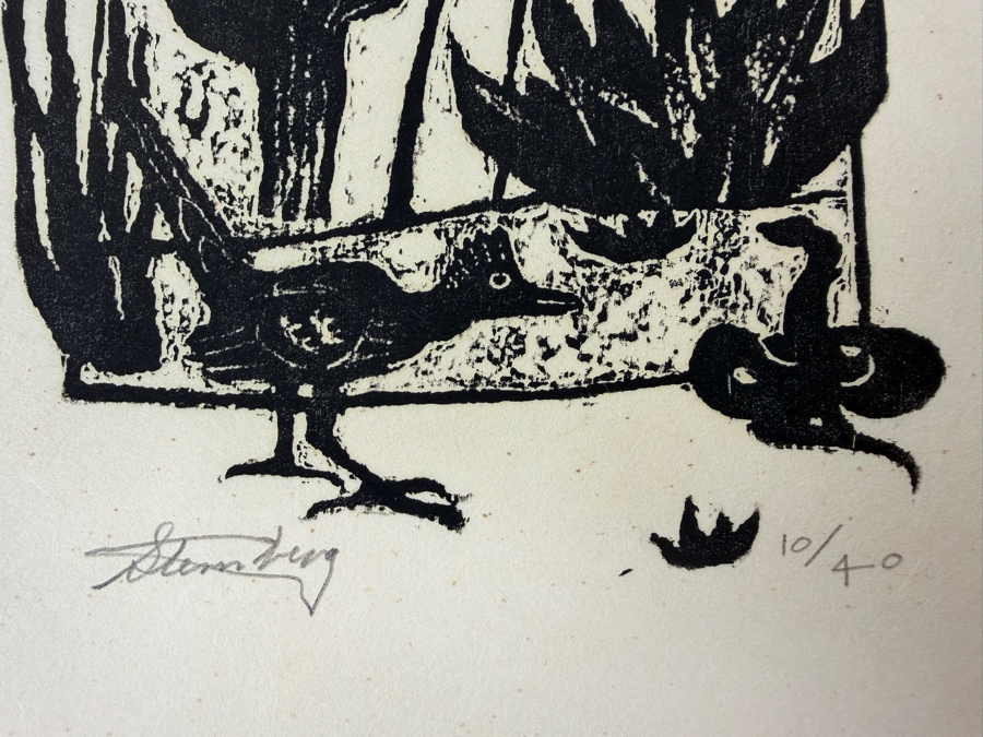 Harry Sternberg (1904-2001, American) Rare Signed Limited Edition Woodcut On Paper Signed By Harry Sternberg And Numbered 10 Of 40 - Paper Measures 10'W X 12.5'H [Photo 3]