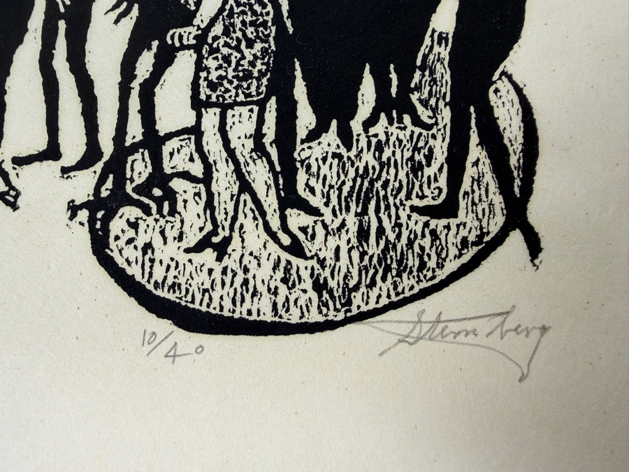 Harry Sternberg (1904-2001, American) Rare Signed Limited Edition Woodcut On Paper Signed By Harry Sternberg And Numbered 10 Of 40 - Paper Measures 10'W X 12.5'H [Photo 3]