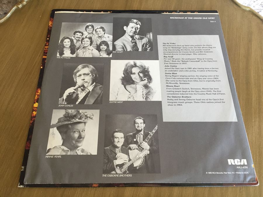 Bill Anderson - Backstage At The Grand Ole Opry - RCA ‎- AHL1-4350 [Photo 3]