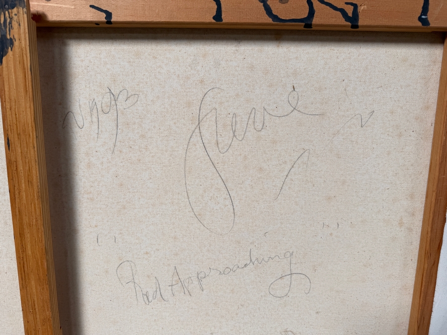 Gerrit Greve (1948-2024, Cardiff by the Sea, CA) Original Acrylic Painting On Canvas Titled 'Red Approaching' Signed Verso And Dated 1993 36' X 48' Estimate $1,700-$2,200 [Photo 6]