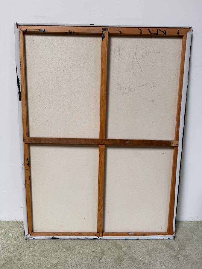 Gerrit Greve (1948-2024, Cardiff by the Sea, CA) Original Acrylic Painting On Canvas Titled 'Red Approaching' Signed Verso And Dated 1993 36' X 48' Estimate $1,700-$2,200 [Photo 5]